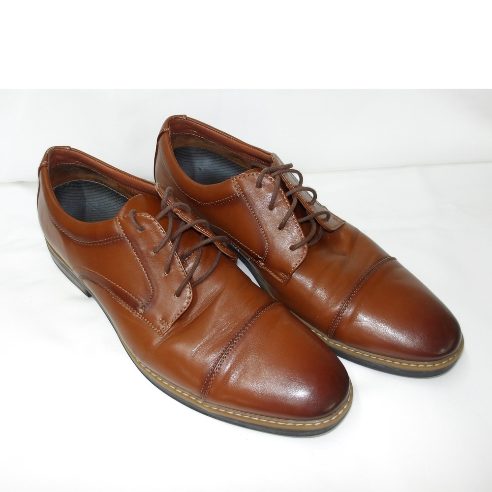Nunn Bush Leather Dress Shoes Dixon Cap Toe Oxford Cognac‎ Man Size 13 /#6241